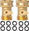2 pack heavy duty 3/4 inch solid brass garden hose shut off valve by hourleey - 10 extra rubber washers included! logo