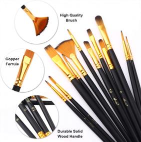 img 3 attached to Professional 48-Piece Acrylic Paint Brush Set: Versatile Nylon Hair Brushes For All Your Painting Needs
