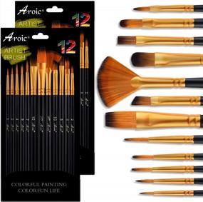 img 4 attached to Professional 48-Piece Acrylic Paint Brush Set: Versatile Nylon Hair Brushes For All Your Painting Needs
