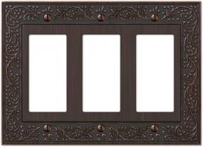 img 3 attached to Amerelle 43RRRVB English Garden Wallplate, 3 Rocker, Aged Bronze