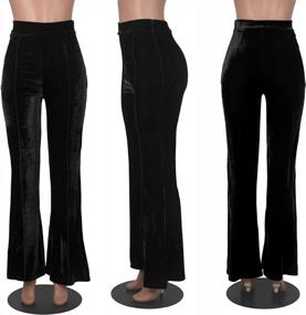 img 1 attached to Women'S Velvet High Waisted Flare Pants Bell Bottom Long Trousers Casual