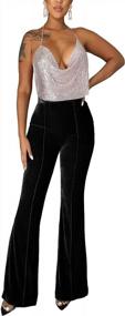 img 4 attached to Women'S Velvet High Waisted Flare Pants Bell Bottom Long Trousers Casual
