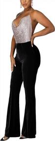 img 3 attached to Women'S Velvet High Waisted Flare Pants Bell Bottom Long Trousers Casual
