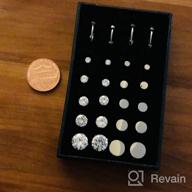 img 1 attached to Stylish 12 Pairs Stud Earrings: Stainless Steel Cubic Zirconia Hypoallergenic Set review by Melissa Gonzalez