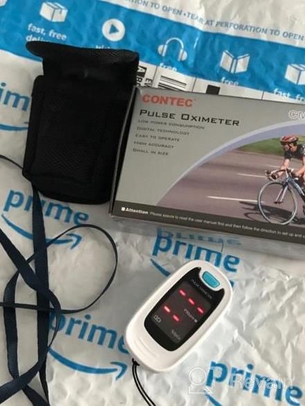 img 1 attached to CONTEC CMS50M Fingertip Pulse Oximeter Blood Oxygen Saturation Monitor With Lanyard Blue White Color review by Julie Lee