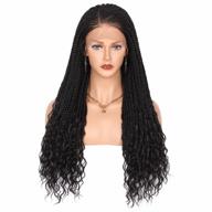 get a natural look with kalyss 13x5 lace front box braided wigs - perfectly curled ends, side parted, synthetic lace frontal twist braids wig with baby hair logo