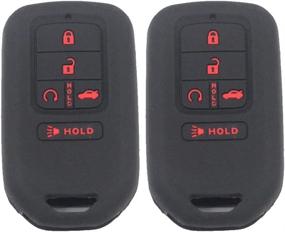 img 4 attached to 🔑 Btopars 2pcs 5 Button Black Silicone Key Fob Cover Case Skin Protector Bag for 2015-2019 Honda Civic Accord Pilot CR-V CRV Key Remote A2C81642600