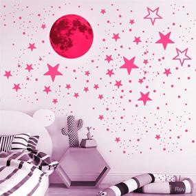 img 2 attached to 🌙 Pink Glow in The Dark Stars and Moon for Ceiling, 1050Pcs Glowing Stickers Wall Decals for Kids Baby Boys Girls Nursery Room Decor, 11.8inch Luminous Moon with 1049Pcs Glowing Stars Self-Adhesive Wall Murals Decorations