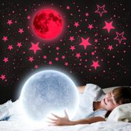 🌙 pink glow in the dark stars and moon for ceiling, 1050pcs glowing stickers wall decals for kids baby boys girls nursery room decor, 11.8inch luminous moon with 1049pcs glowing stars self-adhesive wall murals decorations логотип