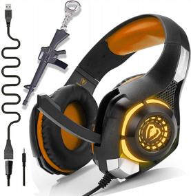 img 4 attached to Orange PS4 Gaming Headset With Mic - SVYHUOK: Experience Latest Deep Bass Stereo Sound, Noise Isolation & LED Light For Xbox One, PC, Laptop, Tablet, Mac; Perfect Kids & Teen Gift In Stylish Orange