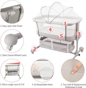 img 1 attached to 3-In-1 Baby Bedside Sleeper With Portable White Noise Sound Machine