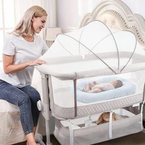 img 3 attached to 3-In-1 Baby Bedside Sleeper With Portable White Noise Sound Machine