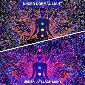 img 1 attached to Seven Chakras Blacklight Tapestry: Spiritual Buddha Wall Hanging For Yoga & Meditation, Hippie Room Decor UV Reactive (59X80 Inches)