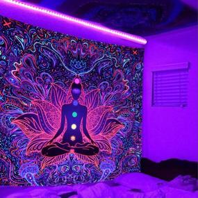 img 3 attached to Seven Chakras Blacklight Tapestry: Spiritual Buddha Wall Hanging For Yoga & Meditation, Hippie Room Decor UV Reactive (59X80 Inches)
