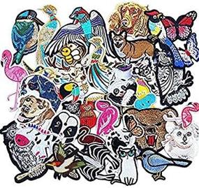 img 1 attached to Libiline 40Pcs Kid Embroidered Flamingo Owl Panda Fish Dog Cat Bird Bear Butterfly Bee Patch Sew On/Iron On Patch Applique Clothes Dress Plant Hat Jeans Sewing Flowers Applique DIY Accessory (Animals)