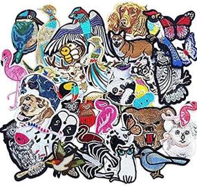 img 3 attached to Libiline 40Pcs Kid Embroidered Flamingo Owl Panda Fish Dog Cat Bird Bear Butterfly Bee Patch Sew On/Iron On Patch Applique Clothes Dress Plant Hat Jeans Sewing Flowers Applique DIY Accessory (Animals)