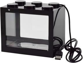 img 4 attached to OMEM USB Mini Fish Tank: Desktop Micro-Landscape LED Aquarium Kit - Building Blocks Superimposed (Black)