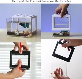 img 2 attached to OMEM USB Mini Fish Tank: Desktop Micro-Landscape LED Aquarium Kit - Building Blocks Superimposed (Black)