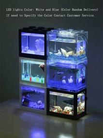 img 1 attached to OMEM USB Mini Fish Tank: Desktop Micro-Landscape LED Aquarium Kit - Building Blocks Superimposed (Black)