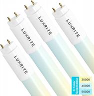 светодиодная трубчатая лампа luxrite 3ft t8, 4 упаковки — тип a+b, 12 вт = 25 вт, 1560 люмен, 3500k, 4000k, 5000k цветов — матовое покрытие f25t8, сертифицировано ul и dlc логотип