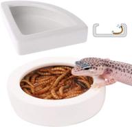 🦎 zyyrt ceramic reptile food water bowl: anti-escape mealworms bowls for various reptiles and crustaceans - 2pcs lizard worm dish for bearded dragon, chameleon, and hermit crab feeding logo