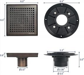 img 1 attached to Upgrade Your Shower With Neodrain 6" Square Drain - Oil Rubbed Bronze Grate, PVC Base, WATERMARK&CUPC Certified, & Hair Strainer Included