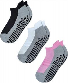 img 4 attached to Non-Slip Slipper Socks With Grips For Adults: RATIVE Anti Skid Hospital Socks.
