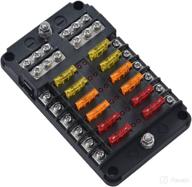 ⚡ waterproof marine 12 volt fuse block - 12 way automotive fuse box with ground negative busbar [max 100 amp] [led indicator] for car, rv, truck, golf cart logo