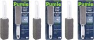 pumie tbr-6 toilet bowl ring remover - 3 pack grey pumice stone with handle for porcelain safe removal of unsightly rings & stains from toilets, sinks, tubs, showers, & pools logo