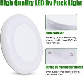 img 1 attached to 🚐 12V LED Ceiling Dome Light for RV - Homdec 3'' Super Slim Puck Light, Under Cabinet Surface Mount Interior Light for Camper Trailer Motorhome