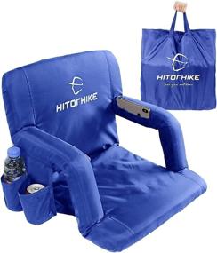 img 4 attached to Портативное сиденье для стадиона с откидывающейся спинкой и спинкой кресла с мягкой подушкой и поддержкой подлокотников - HITORHIKE