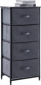 img 4 attached to Organize Your Bedroom With YOUDENOVA 4 Drawer Dresser - Fabric Chests Of Drawers For Clothes Storage & Closet Organizers, Grey
