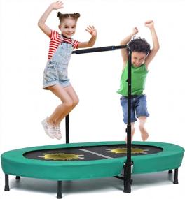 img 4 attached to 220 Lbs Capacity Double Trampoline With Adjustable Handle - Perfect For Kids & Adults!