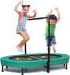 220 lbs capacity double trampoline with adjustable handle - perfect for kids & adults! logo