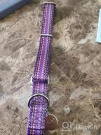 img 1 attached to Dazzber Fashion Print And Unique Geometric Pattern Martingale Dog Collar, Silky Soft Safety Training Collars For Small To Large Dogs (Medium, 1 Inch Wide, Candy Purple) review by Jason Kovak