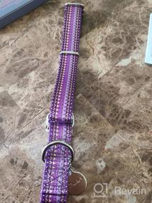 img 5 attached to Dazzber Fashion Print And Unique Geometric Pattern Martingale Dog Collar, Silky Soft Safety Training Collars For Small To Large Dogs (Medium, 1 Inch Wide, Candy Purple)