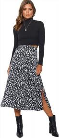 img 1 attached to Womens Printed High Waist Midi Skirt With Side Split And Zipper Detail - Perfect For Casual Wear
