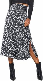 img 4 attached to Womens Printed High Waist Midi Skirt With Side Split And Zipper Detail - Perfect For Casual Wear