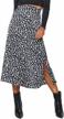 womens printed high waist midi skirt with side split and zipper detail - perfect for casual wear logo