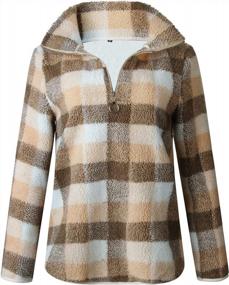 img 1 attached to Stay Cozy And Stylish With Angashion'S Plaid Fleece Hoodie Pullover