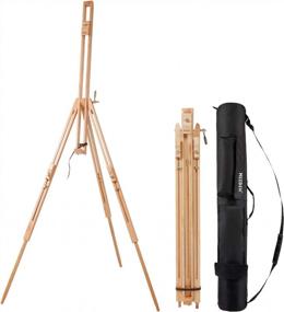 img 4 attached to Portable Beech Wood Tripod Easel For Artists - Ideal For Landscapes, Students & Painters, Fits 34" Canvas With Carrying Case