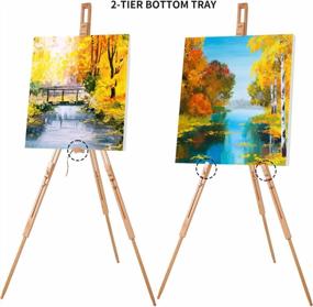 img 3 attached to Portable Beech Wood Tripod Easel For Artists - Ideal For Landscapes, Students & Painters, Fits 34" Canvas With Carrying Case