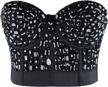 punk rhinestone bustier crop top for women's clubwear and party with push up bra logo