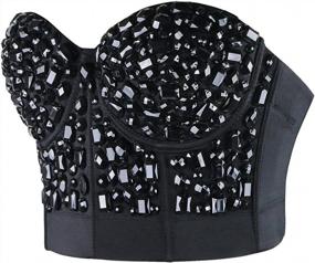 img 2 attached to Укороченный топ-бюстье в стиле панк со стразами для женской клубной одежды и вечеринок с бюстгальтером пуш-ап