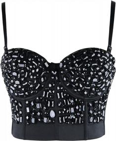 img 3 attached to Punk Rhinestone Bustier Crop Top For Women'S Clubwear And Party With Push Up Bra