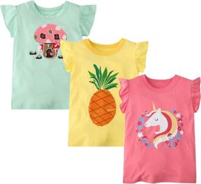 img 4 attached to 🦄 Cute Unicorn Graphic Crewneck Sleeve T-Shirts for Girls - Trendy Tops, Tees & Blouses