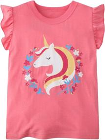 img 2 attached to 🦄 Cute Unicorn Graphic Crewneck Sleeve T-Shirts for Girls - Trendy Tops, Tees & Blouses