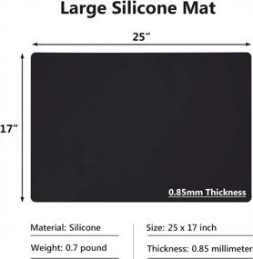img 3 attached to Силиконовый защитный коврик для столешницы 25 "X 17", нескользящая термостойкая подставка для кухонного стола, многофункциональная салфетка, черный