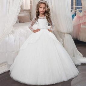 img 3 attached to Vintage Lace Sleeved Flower Girl Dresses For First Communion And Weddings - Elegant Ball Gown For Pageants