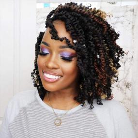 img 4 attached to Get The Perfect Look With TOYOTRESS Tiana Passion Twist Hair - 12 Inch 8 Pcs Pre-Twisted Crochet Braids In Natural Black
